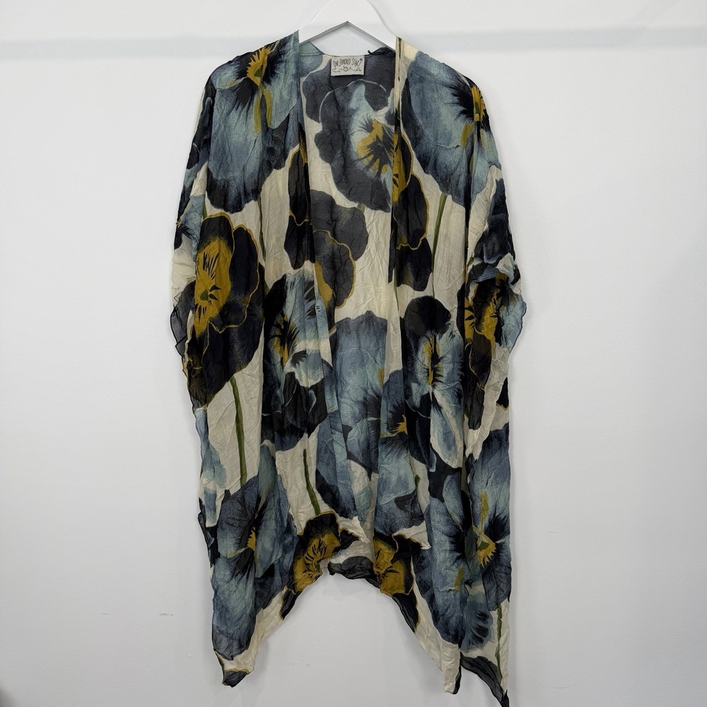 One Hundred Stars Pansy One Size Kimono Duster Artsy Eclectic Floral Cottagecore